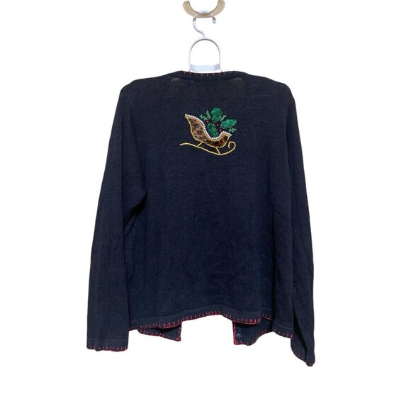 Victoria Jones Christmas Sweater Size Medium Button Up Cardigan - Picture 2 of 11